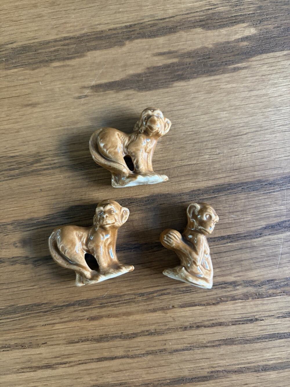 Vintage Porcelain Monkey Trinkets Set Of 3 Monkey Figures Made In Germany